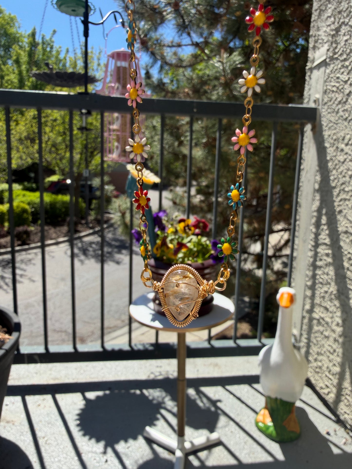 Rutilated Quartz w/ flower chain🌼